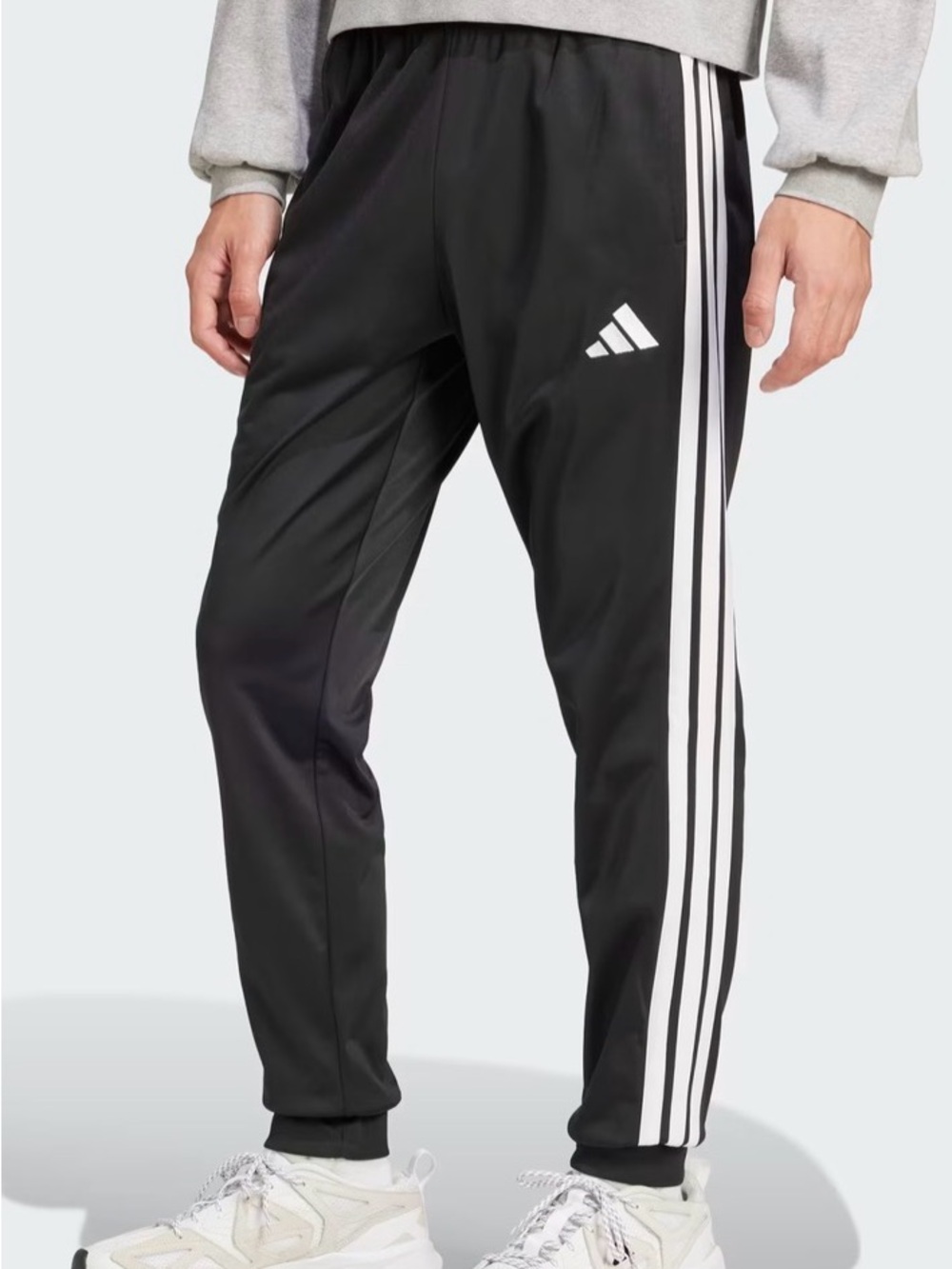 adidas Black Joggers with White Three-Stripe Side Size M